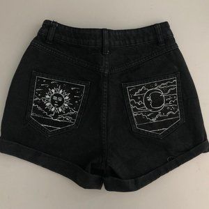 Custom painted black shorts